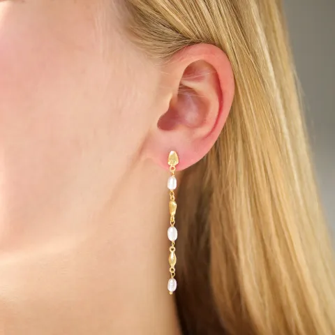 Perle ketten ohrringe in vergoldetes Messing - Eliné