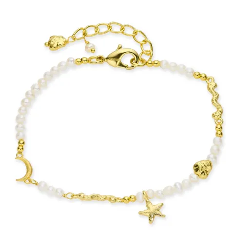 Perle Armband aus vergoldetes Messing - Eliné