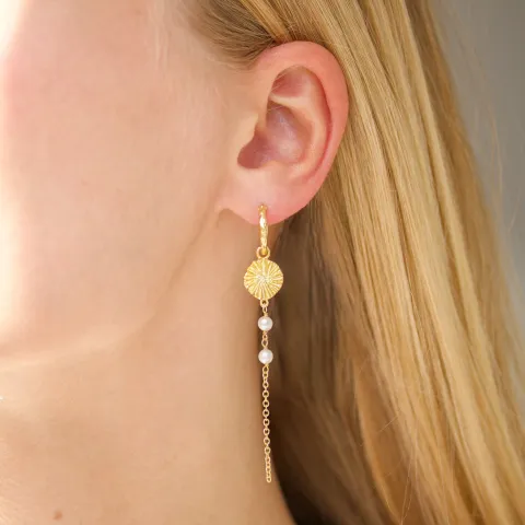 lange Perle Ohrringe in vergoldetes Messing - Eliné