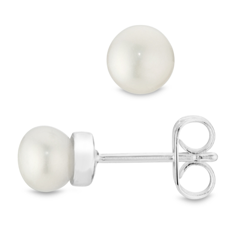 5 mm Perle Ohrstecker in versilbertes Messing - Eliné