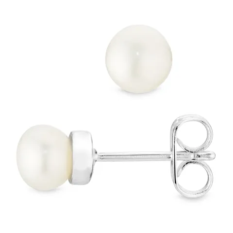 5 mm Perle Ohrstecker in versilbertes Messing - Eliné