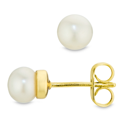 5 mm Perle Ohrstecker in vergoldetes Messing - Eliné