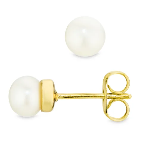 5 mm Perle Ohrstecker in vergoldetes Messing - Eliné