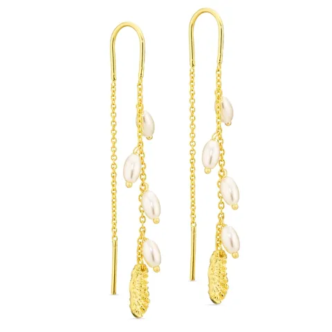 Perle ketten ohrringe in vergoldetes Messing - Eliné