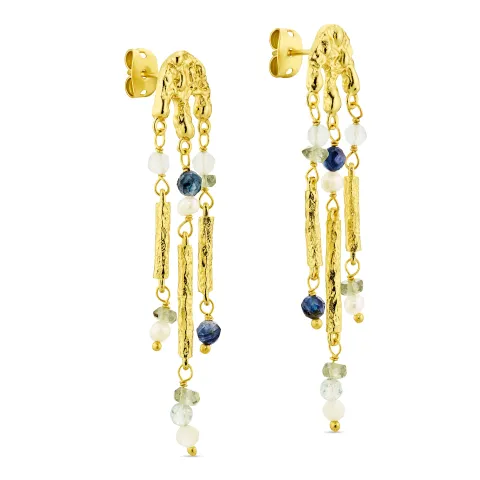 dunkelblauem Ohrringe in vergoldetes Messing - Eliné