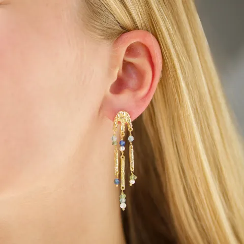 dunkelblauem Ohrringe in vergoldetes Messing - Eliné