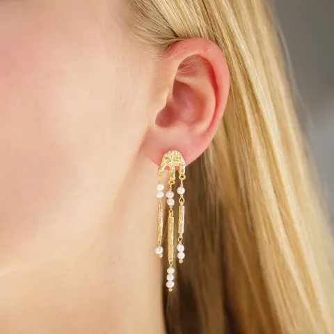 weißem Perle Ohrringe in vergoldetes Messing - Eliné