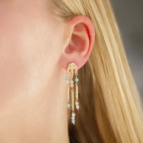 hellblauem Ohrringe in vergoldetes Messing - Eliné