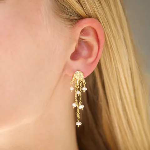 weißem Perle Ohrringe in vergoldetes Messing - Eliné