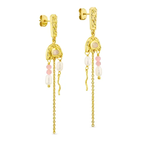 Mondstein Ohrringe in vergoldetes Messing - Eliné