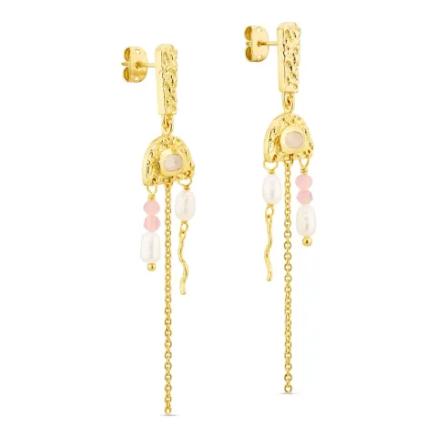 Mondstein Ohrringe in vergoldetes Messing - Eliné