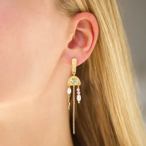 Mondstein Ohrringe in vergoldetes Messing - Eliné