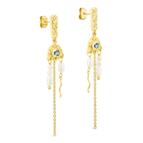 dunkelblauem Bergkristall Ohrringe in vergoldetes Messing - Eliné