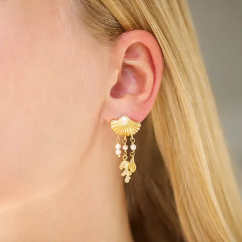 Perle Ohrringe in vergoldetes Messing - Eliné