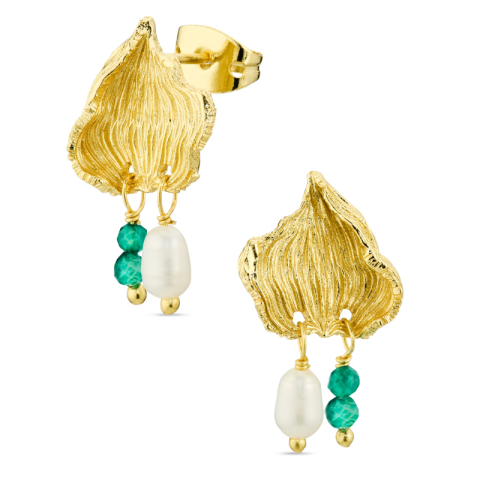 grünem Onyx Ohrringe in vergoldetes Messing - Eliné