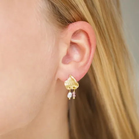 Rosenquarz Ohrringe in vergoldetes Messing - Eliné