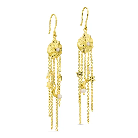 Perle ketten ohrringe in vergoldetes Messing - Eliné
