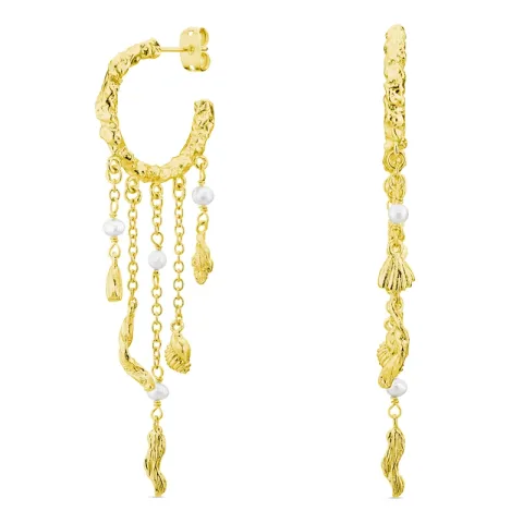 Perle ketten ohrringe in vergoldetes Messing - Eliné