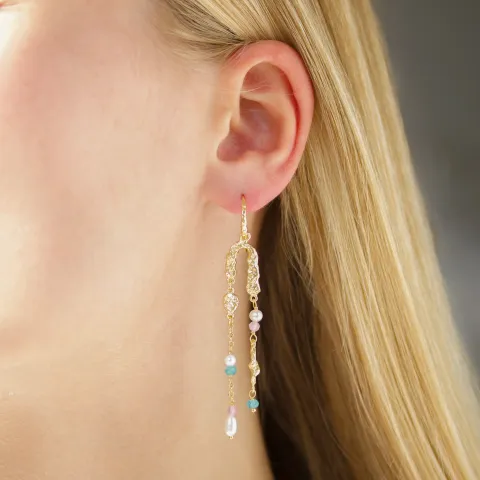 lange ketten ohrringe in vergoldetes Messing - Eliné