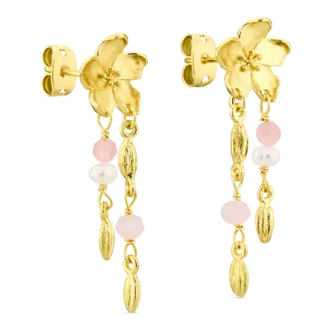 altrosa ketten ohrringe in vergoldetes Messing - Eliné