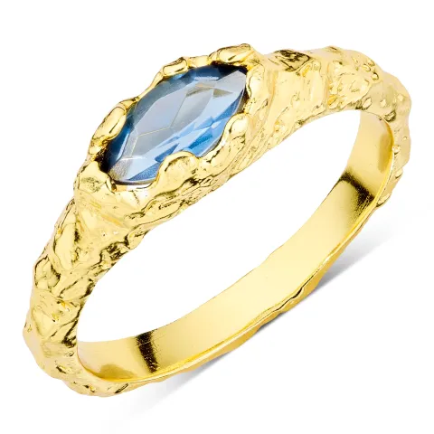 dunkelblauem Bergkristall Ring aus vergoldetes Messing - Eliné