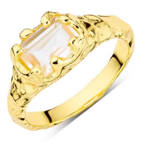 klar Quarz Ring aus vergoldetes Messing - Eliné
