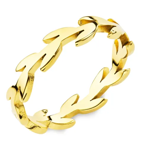 Wasserfest Blatt Ring aus vergoldetem Edelstahl - OCEANA