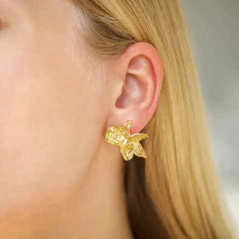 Wasserfester Blumen Ohrringe in vergoldetem Stahl - OCEANA