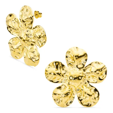 Wasserfester Blumen Ohrringe in vergoldetem Stahl - OCEANA