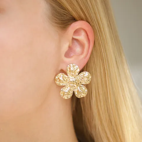 Wasserfester Blumen Ohrringe in vergoldetem Stahl - OCEANA