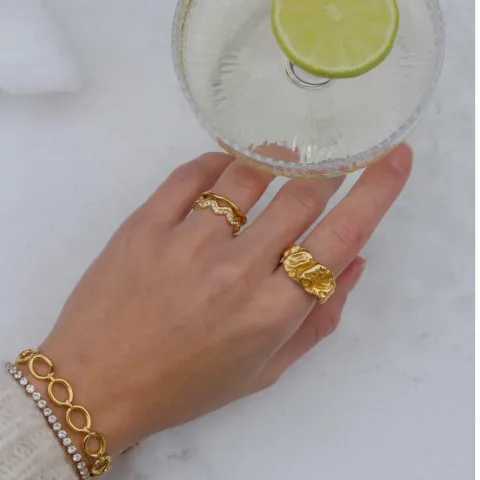 Wasserfest Ring aus vergoldetem Stahl - OCEANA