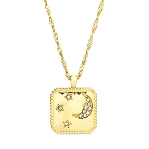 Wasserfest Mond und Stern Halskette aus vergoldetem Stahl - OCEANA