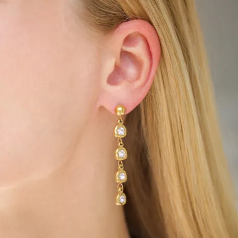 Wasserfester lange Zirkon ketten ohrringe in vergoldetem Stahl - OCEANA