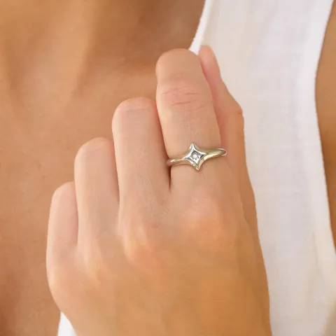 Wasserfest Stern Zirkon Ring aus Stahl - OCEANA
