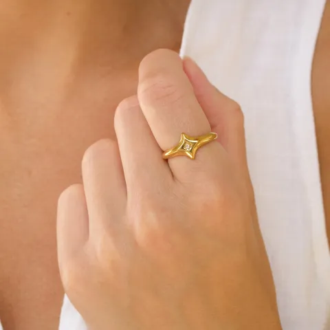 Wasserfest Stern Zirkon Ring aus vergoldetem Stahl - OCEANA