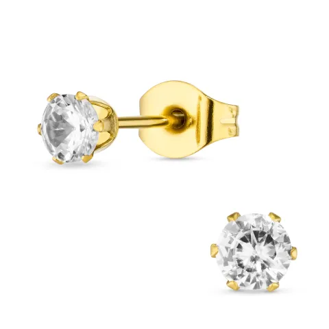 4 mm Wasserfester Zirkon Ohrstecker in vergoldetem Stahl - OCEANA