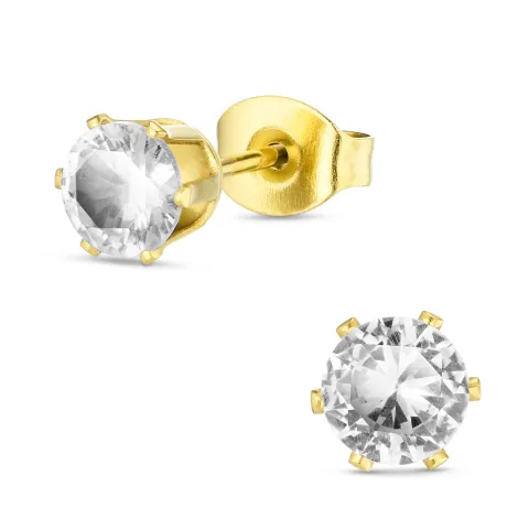 5 mm Wasserfester Zirkon Ohrstecker in vergoldetem Stahl - OCEANA