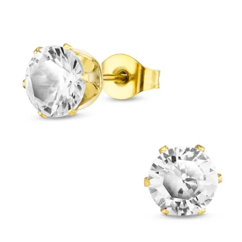 7 mm Wasserfester Zirkon Ohrstecker in vergoldetem Stahl - OCEANA