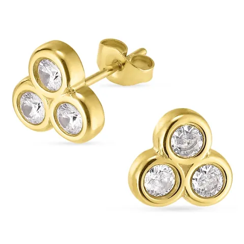 Wasserfester Zirkon Ohrstecker in vergoldetem Stahl - OCEANA