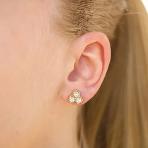 Wasserfester Zirkon Ohrstecker in vergoldetem Stahl - OCEANA