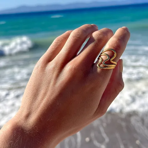 Wasserfest justierbar Ring aus vergoldetem Edelstahl - OCEANA