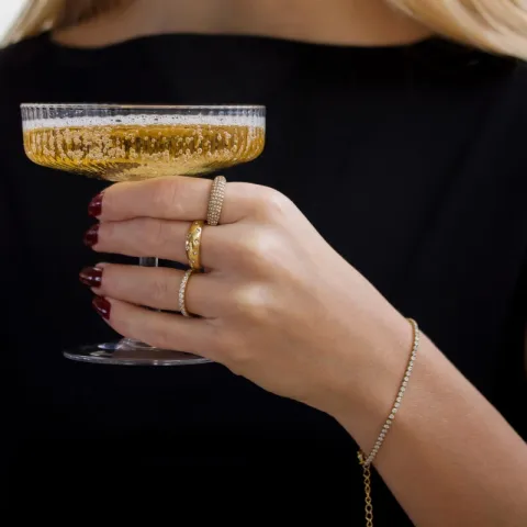 Wasserfest Zirkon Ring aus vergoldetem Stahl - OCEANA