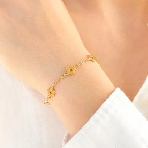 Wasserfest Blumen Armband aus vergoldetem Stahl - OCEANA