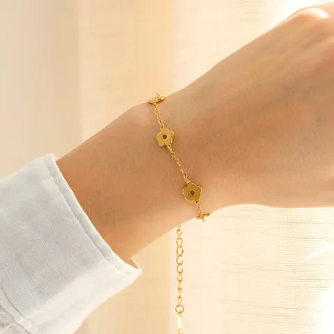 Wasserfest Blumen Armband aus vergoldetem Stahl - OCEANA