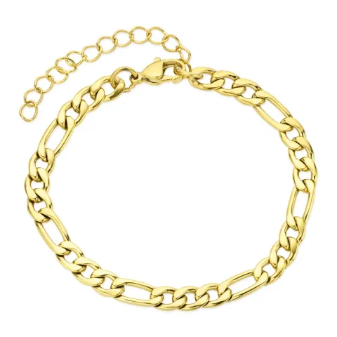 Wasserfest Figaroarmband aus vergoldetem Edelstahl 16 cm + 5 cm x 5,2 mm  - OCEANA