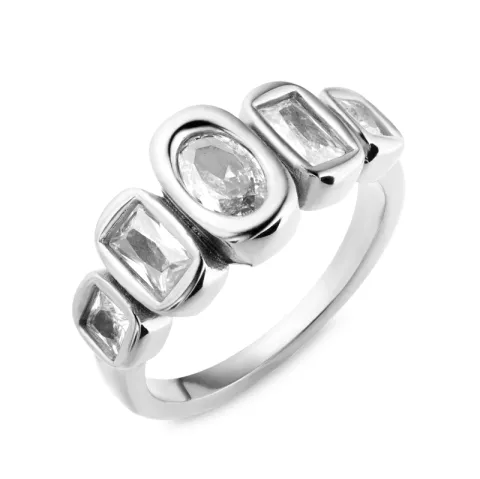 Wasserfest Zirkon Ring aus Stahl - OCEANA