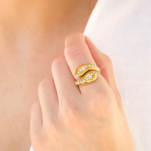 Wasserfest Zirkon Ring aus vergoldetem Edelstahl - OCEANA
