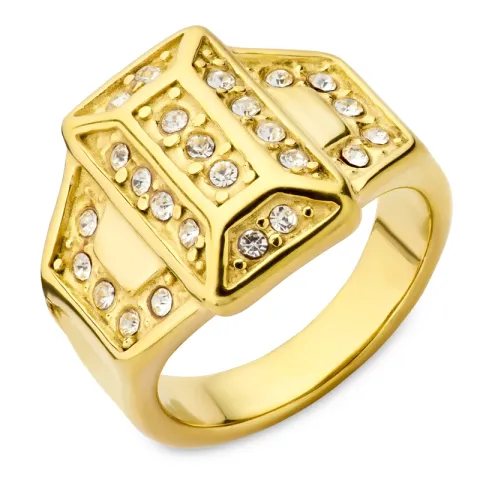 Wasserfest Zirkon Ring aus vergoldetem Edelstahl