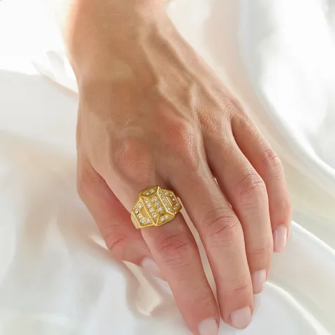 Wasserfest Zirkon Ring aus vergoldetem Edelstahl