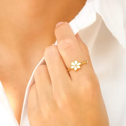 Wasserfest Blumen Ring aus vergoldetem Edelstahl - OCEANA